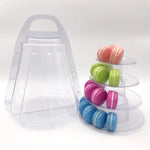 présentoir macarons plastique transparent moderne élégants socle trois niveaux cloche anse