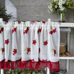rideau fleuri transparent décoration intérieure blanc rouge vert clips inclusion pastorale