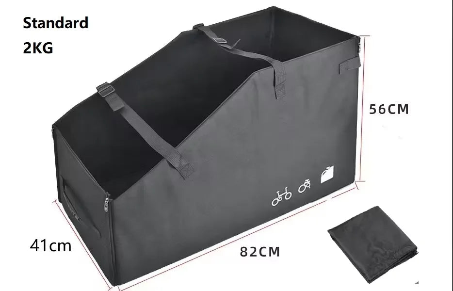 boîte rangement vélo pliant noir tissu uni pratique poignées fermeture glissière durable nylon
