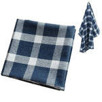 serviettes table coton bleu marine blanc rayures carreaux classique rustique
