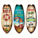 décoration murale vintage planche surf multicolore motifs estivaux adhésif nano glue maison plage