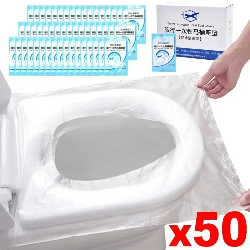 couvre siège toilette jetable transparent adhésif hygiène usage unique respectueux environnement pratique portable camping