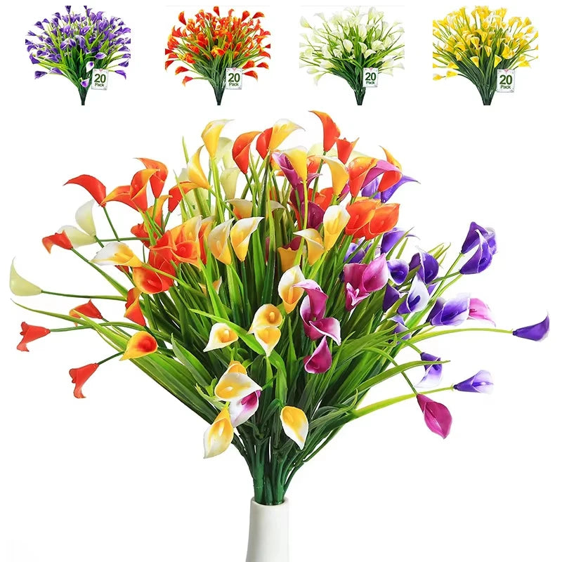 bouquet fleurs artificiel violet orange jaune moderne décoration intérieure mariage anniversaire chambre