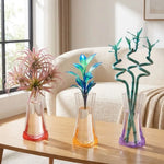 vases pliables transparents modernes rouge gris orange violet 24cm 14.5cm