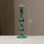 bougeoirs verre transparent rayures horizontales classiques or doré rose bleu vert noir