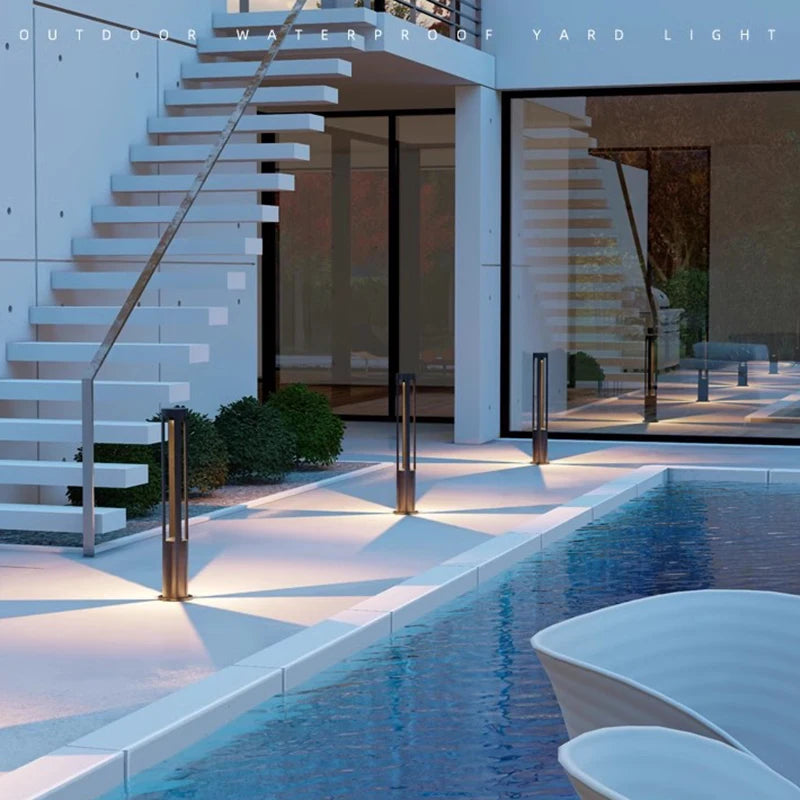 lampe sol led imperméable moderne noire ip65 aluminium extérieure jardin veranda