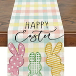 table pâques lapins fleurs happy easter multicolore rectangulaire festive imperméable polyester déco festive
