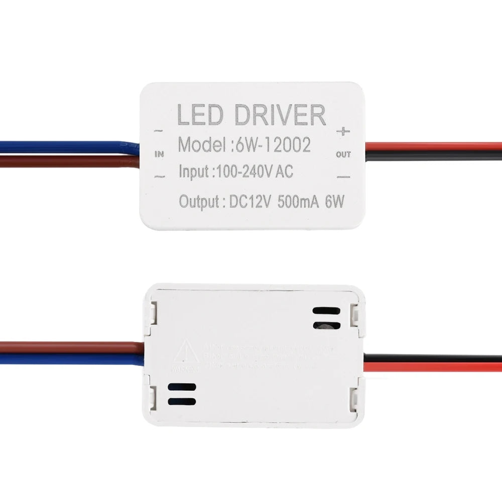 transformateur d'éclairage led 12v 6w blanc rectangulaire électronique câbles bleu rouge