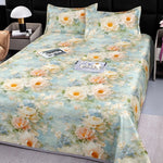 drap lit complet fleurs classique vert clair bleu clair beige violet rose adultes chambre