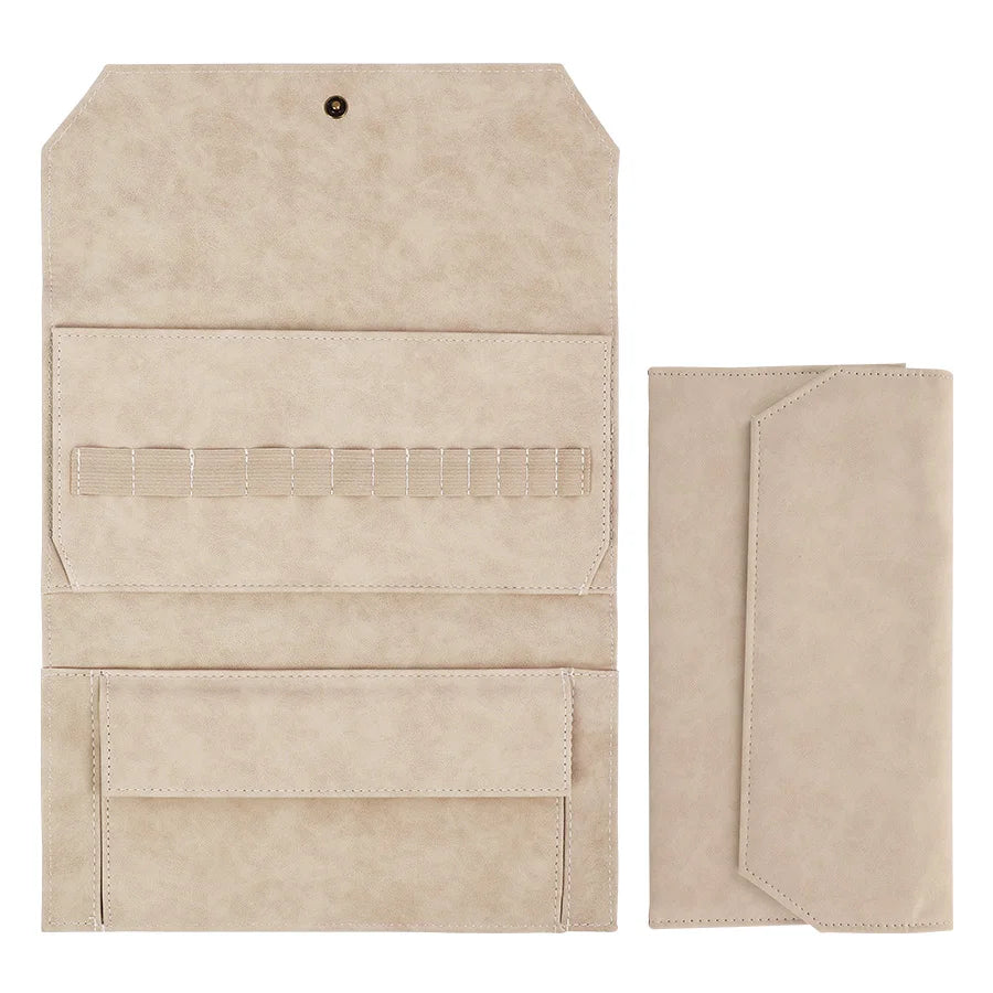 organisateur aiguilles circulaires sac rangement outils tricot broderie rose khaki bleu marine daim vieilli