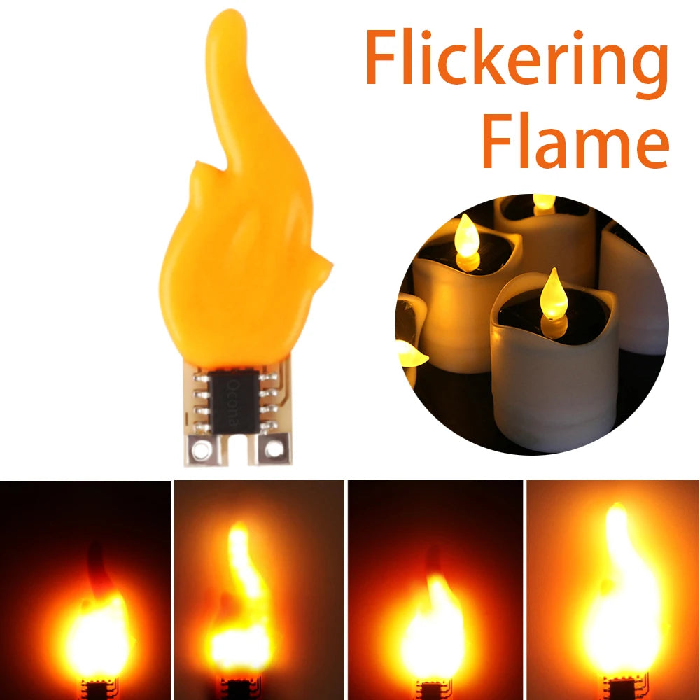 flamme led orange réaliste base contact électrique bougie décorative effet feu scintillant