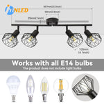 lustre moderne spot quatre bras cage métallique noir tringle e14