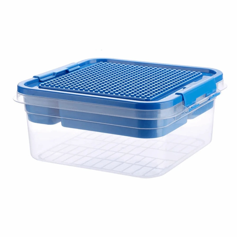 boîtes rangement jouets plastique rouge bleu jaune vert modernes compartiments internes couvercle pratique