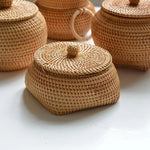 paniers rangement osier tissé naturel couvercle réutilisable respectueux environnement traditionnel artisanal