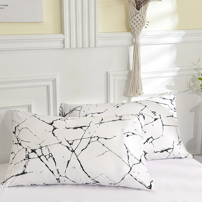 lot deux taies d'oreiller rectangulaires 48x74cm housse coussin décorative motif géométrique moderne