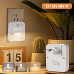 veilleuse horloge nuit led blanc moderne adhésif interrupteur tactile réglage mouvement auto
