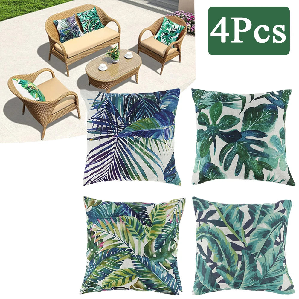 coussins feuilles tropicales blanc vert bleu moderne 45cm 45cm imperméables chambre salon decoration