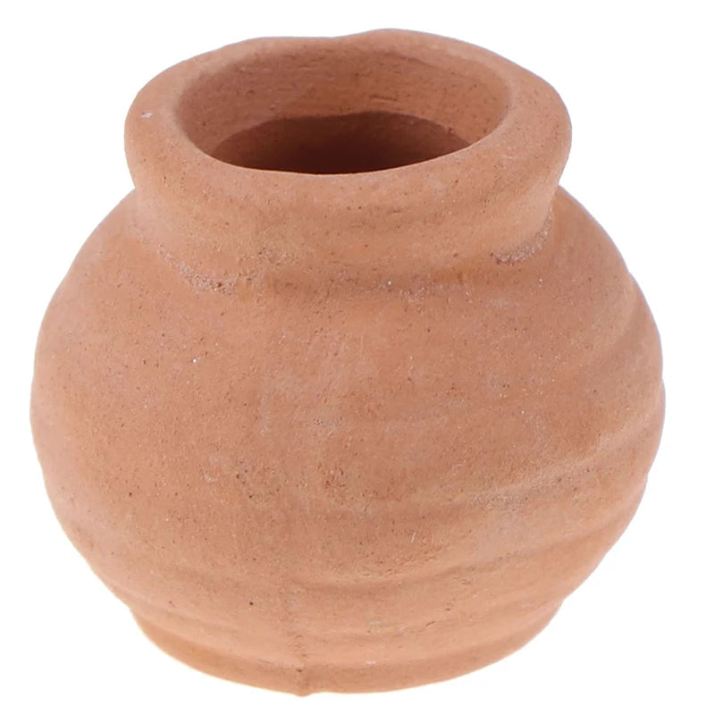 pots fleurs céramique orange rouille texturé antique rustique décoration maison poupée miniature