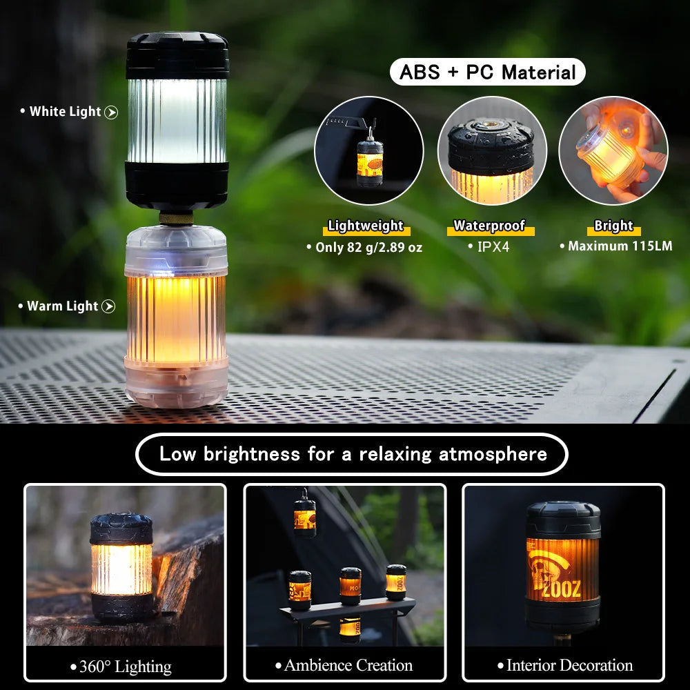lanterne led rechargeable transparent moderne compact aimant intégrée mode camping randonnée autocollants câble usb