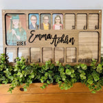 Cadre photo personnalisable croissance scolaire pré graduation bois découpes laser opaque modernrustique