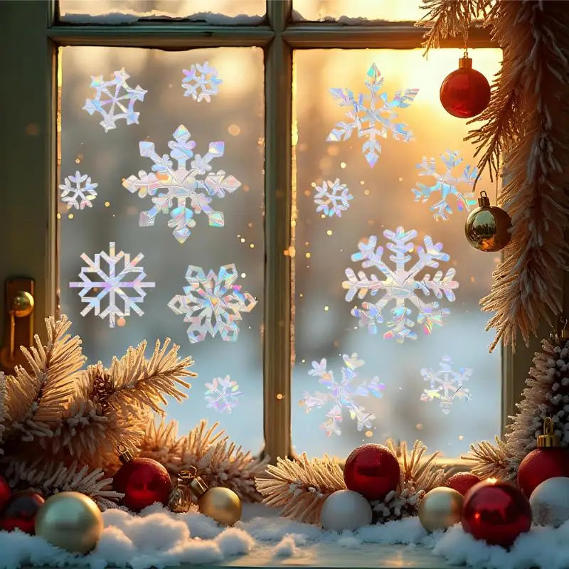 décoration fenêtre fêtes flocons neige mouton happy year 2027 adhésif multicolore festive