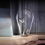 lampe table transparente industrielle abat jour texturé base métal argenté led chambre