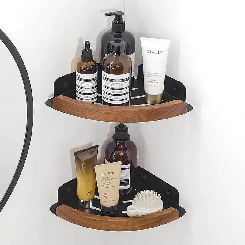 étagères murales bois modernes clips noir téléphone serviettes cosmétiques salle bain góc treo đồ
