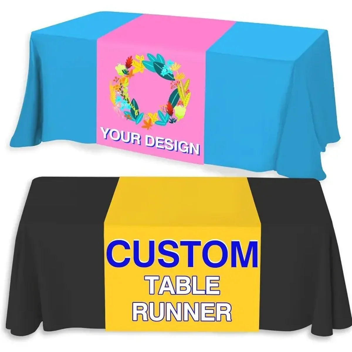 chemin table personnalisable imprimé polyester multicolore mariage événements sportifs nouvelles années st valentin