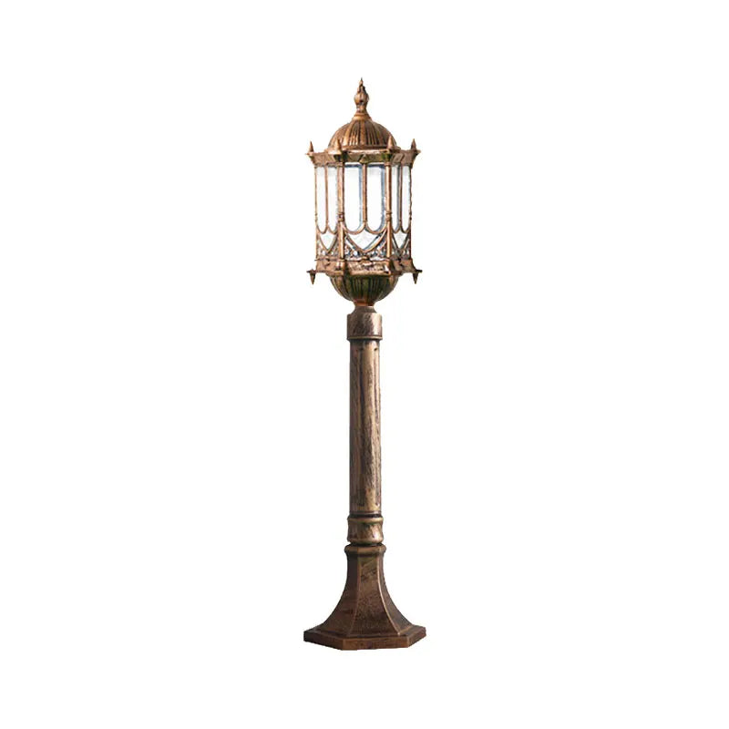 lanterne vintage éclairage extérieur jardin lampadaire métal noir classique motifs géométriques