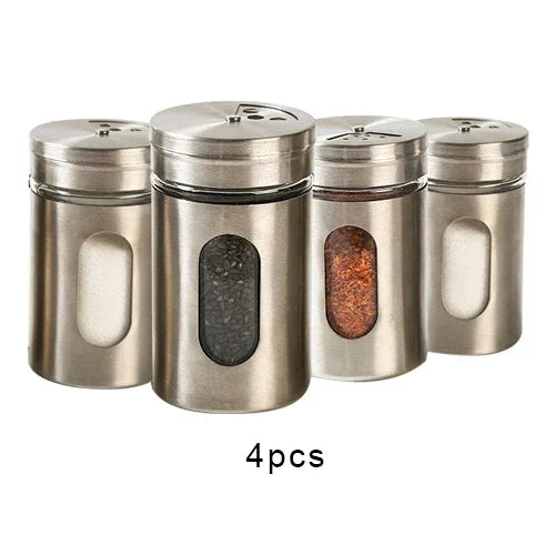 boîtes rangement épices acier inoxydable moderne qualité alimentaire eco friendly healthy transparent fenêtre 4.9cm