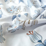 Housse de couette imprimée fleurs coton lavé violet