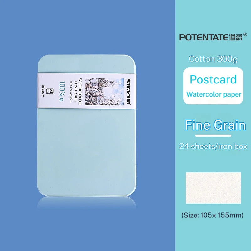papier aquarelle grainé blanc vert bleu jaune artiste coarse medium fine boîte métal cartes