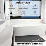 tapis bain moderne imprimé gris symboles nettoyage keep clean absorbant respectueux environnement 60x90cm