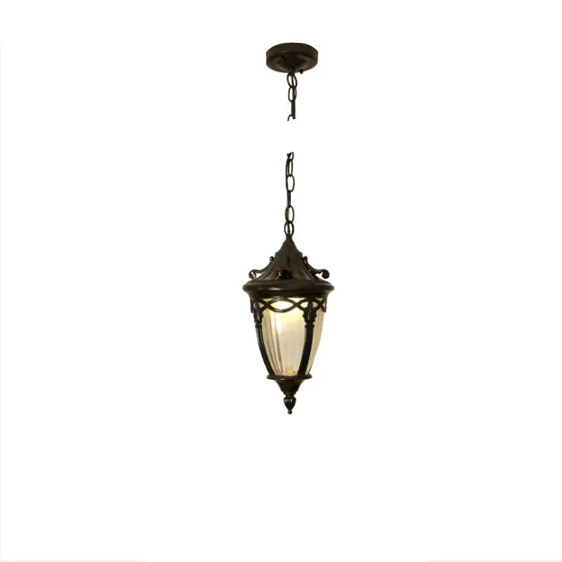 lampe suspendue classique ornements sculptés verre translucide noir doré chambre salon étude