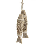 poisson décoratif bois brut marin rustique filet pêche suspension naturelle cadeau
