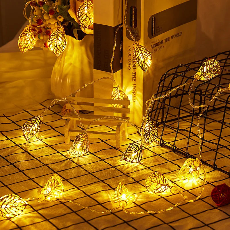 guirlande lumineuse vert feuilles fines modernes 20 led clips usb 3v