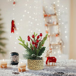 bouquet artificiel noël baies rouges cône pin feuilles vertes décoration intérieure