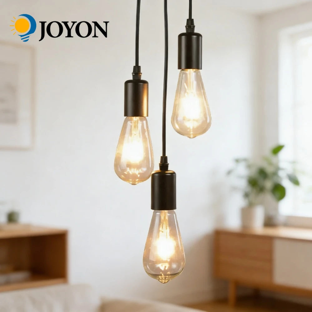 suspension lumineuse moderne industrielle transparente noir blanc ampoules led câbles pendentifs tringles éclairage