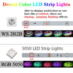 ruban led multicolore rayures horizontales adhésif controle application mobile led 5050 ws2812bRGBO