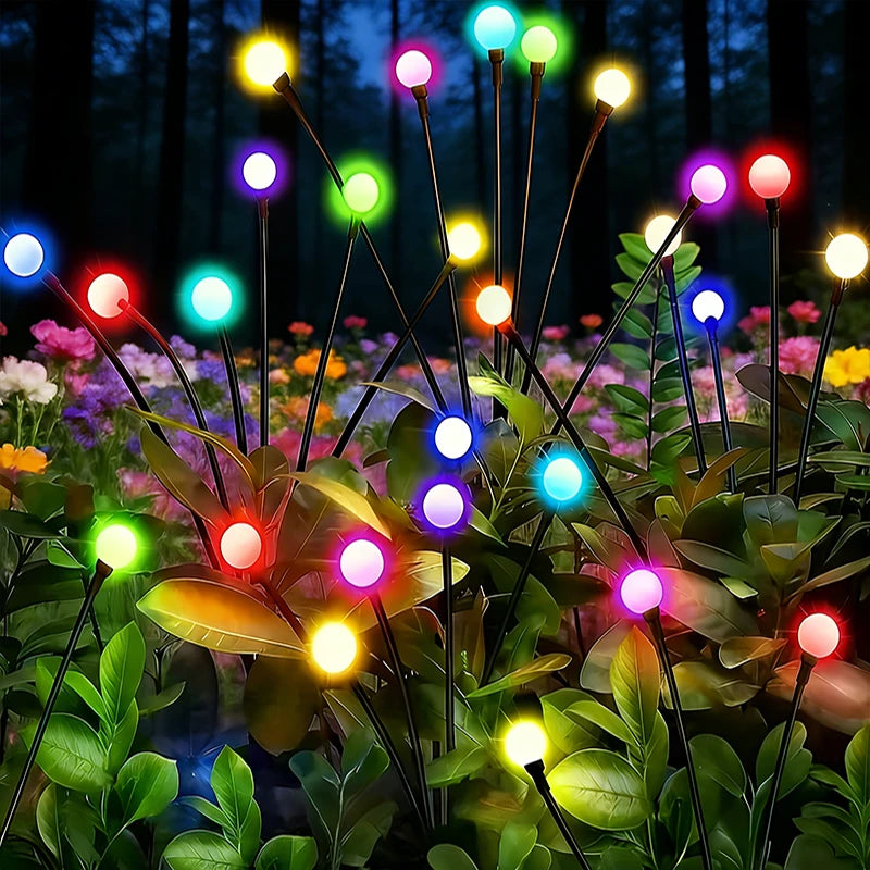 guirlande lumineuse solaire multicolore moderne boules lumineuses piquet extérieure patio jardin led