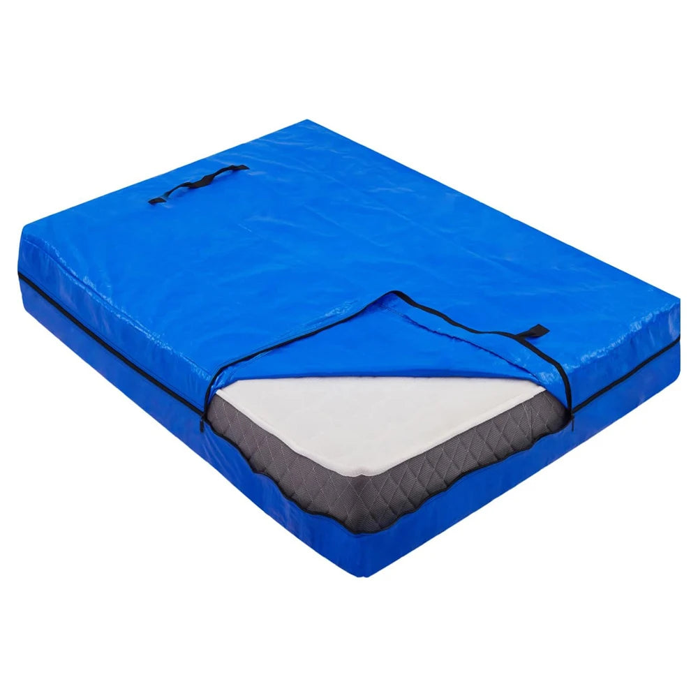 housse protection matelas bleu imperméable anti acariens pratique robuste poignées noires lit maison cali
