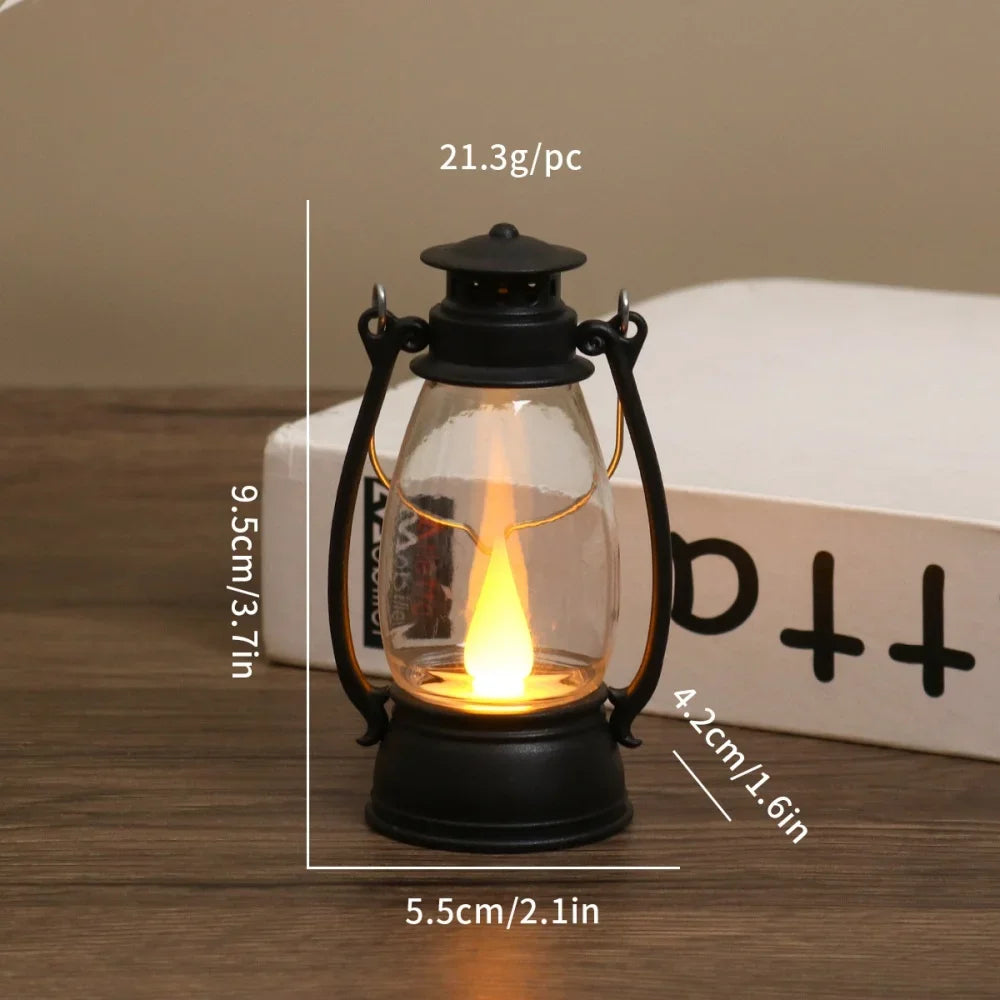 lanterne vintage transparente bougie led ornoements noel anneaux metalliques effet metallique robuste