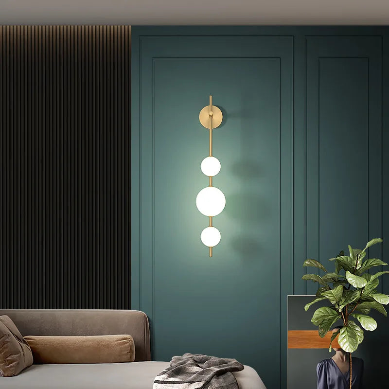 applique murale or sphères translucides éclairage chambre salon entrée moderne LED 65cm 85cm lumière