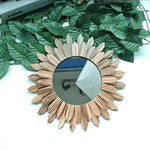 miroir moderne bois feuilles relief salon chambre décoration naturel unique