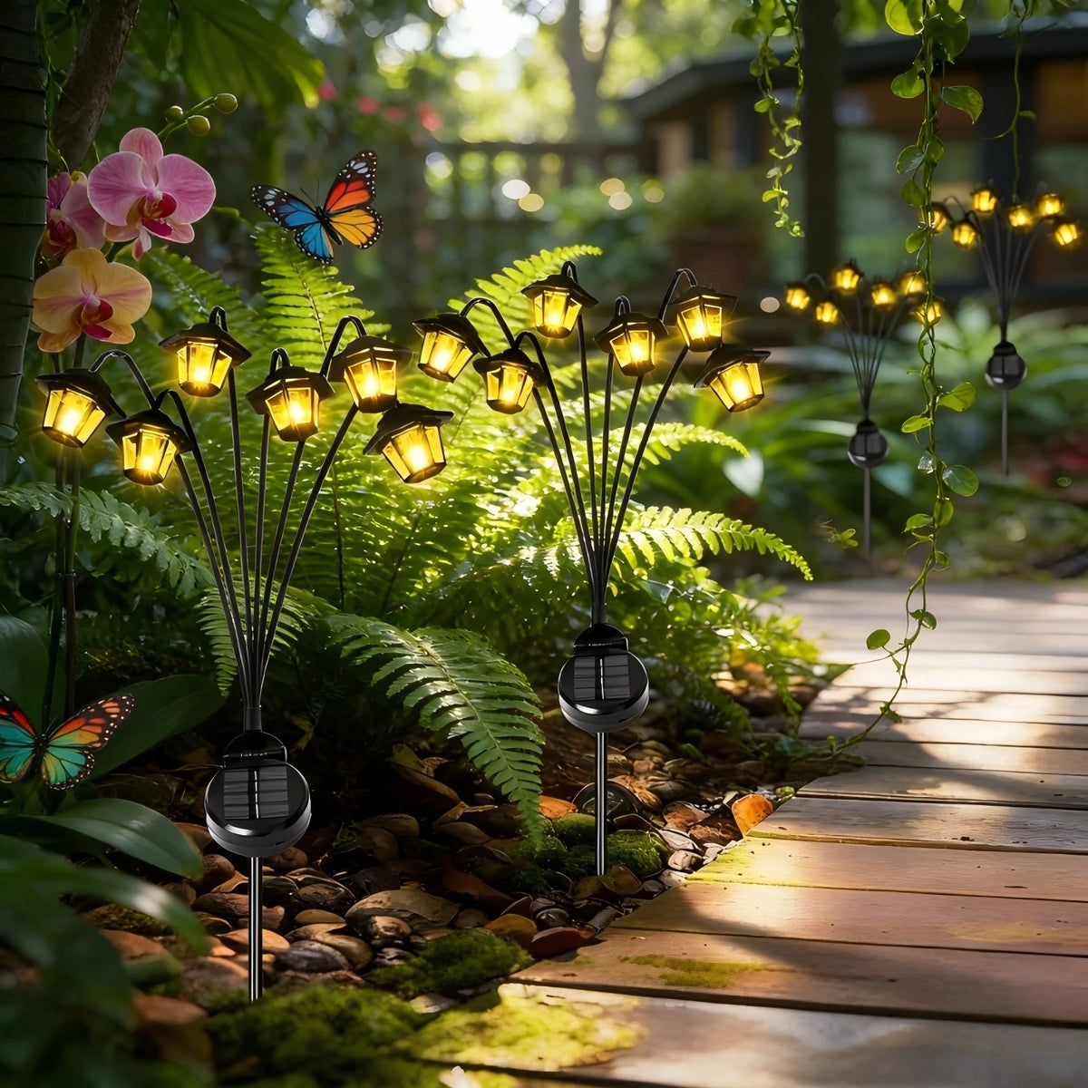 lumière solaire conique noire led patio moderne décoration extérieure autoinstallation