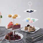 support desserts multi niveaux blanc dentelle classique fruits gâteaux macarons partyDecoration