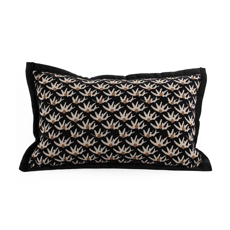 coussin deco gris noir blanc motif floral texture tissée contemporain adhésif maison voiture commercial