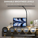 lampe led flexible double tête pince réglable modes couleur niveaux luminosité moderne protection yeux