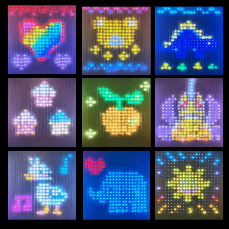 rideau lumineux led multicolore pixel art moderne télécommande application mobile