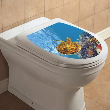sticker mural animal sous marin adhésif salle bain toilette décoration maison moderne enfants bleu